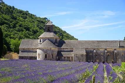Monastery and lavender field
