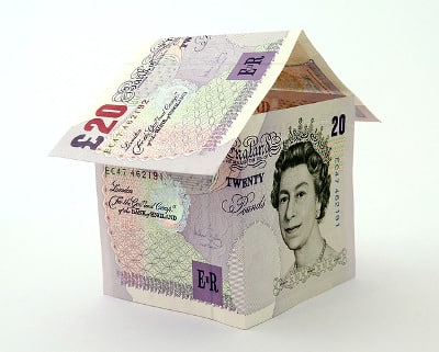 £20 notes in shape of a house