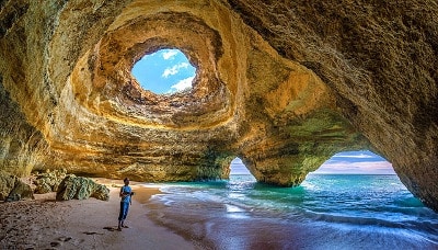 Cave on beach in Portugal