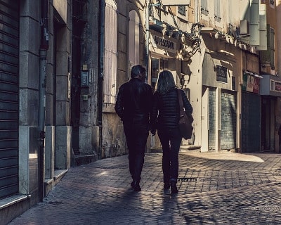 Couple holding hands