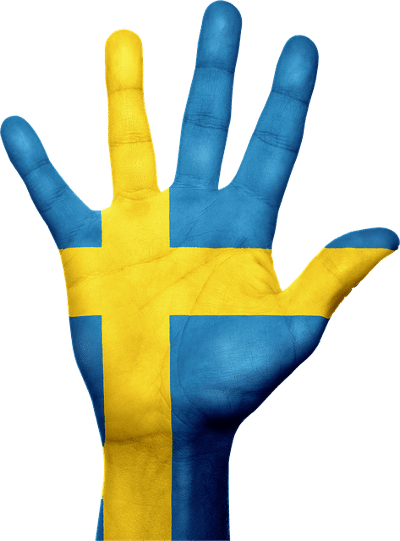 Hand with Sweden flag