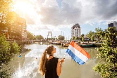 Girl with Netherlands flag